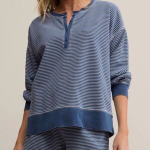 Z Supply Apollo Knit Denim Striped Sweatshirt
